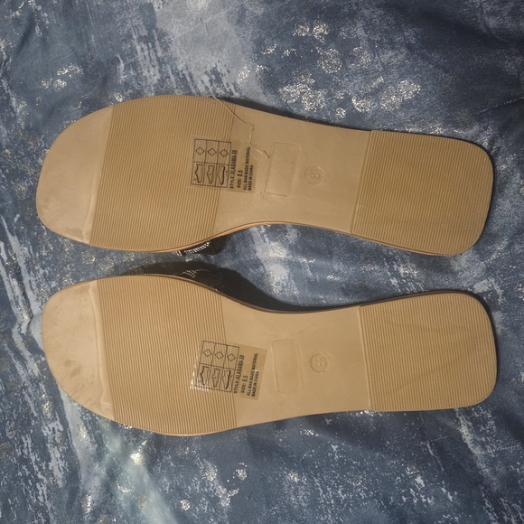 Embellished Elegant Black & Silver Braided Flat Sandals with Silver Accents - Picture 3 of 4